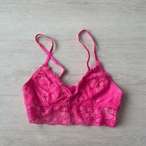 Gilly Hicks Neon Pink/Navy Blue Lace Bralette